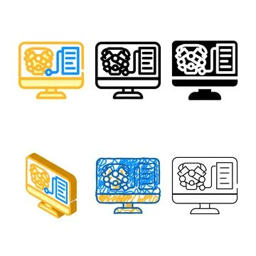 Variety engine digital analysis and check color icon vector Stock Illustration