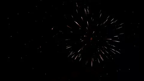 Variety of firework design exploding and filling the dark night sky in varying Video stock 319523684