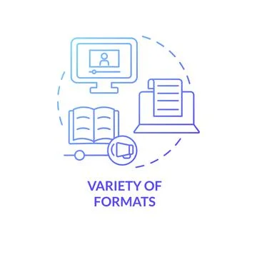 Variety of formats blue gradient concept icon Stock Illustration