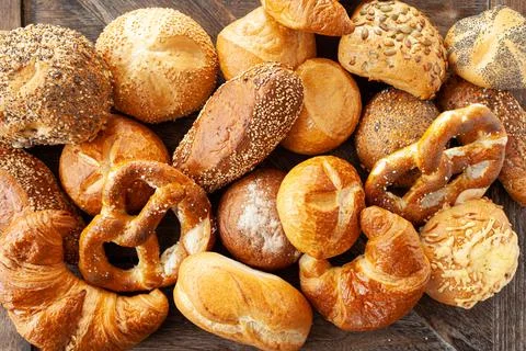 Variety of German bread rolls Stock Photos