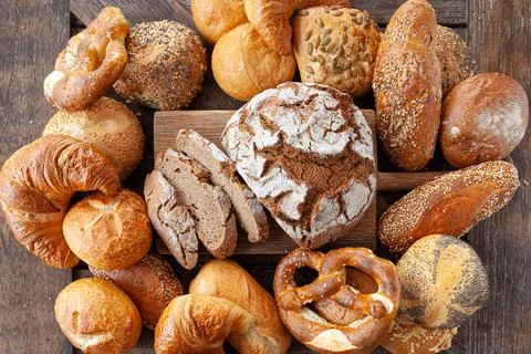 Variety of German bread rolls Stock Photos