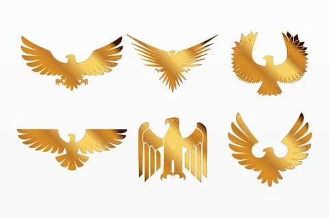 Variety of golden eagle set Illustrazione stock