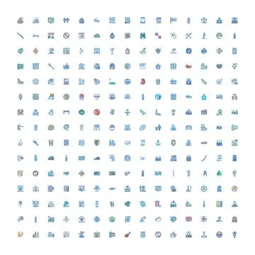 Variety of hand drawing tiny icons set Stock Illustration