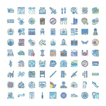 Variety of hand drawn colored doodle icons Stock Illustration