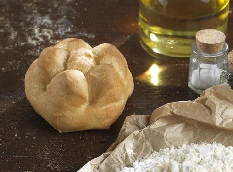 Variety of handmade bread On a rustic backdrop Stock Photos