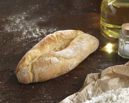 Variety of handmade bread On a rustic backdrop Stock Photos