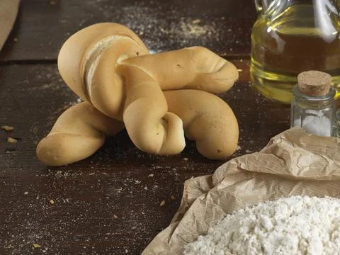 Variety of handmade bread On a rustic backdrop Stock Photos