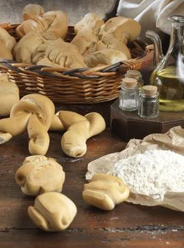 Variety of handmade bread On a rustic backdrop Stock Photos