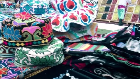 A variety of hats in the store Stock Footage 254327018