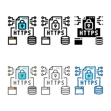 Variety https seo color icon vector 스톡 일러스트