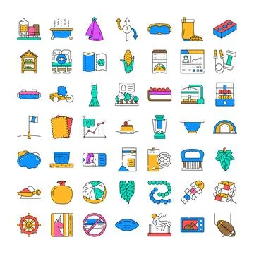 Variety of icons presenting daily objects and concepts Stock Illustration