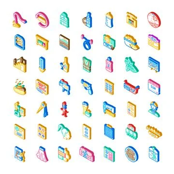 Variety of isometric concept icons for web design Stock Illustration