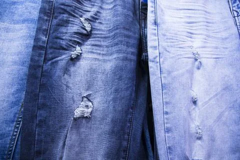 Variety Jeans pant pattern texture Can be used as a Background wallpaper Stock Photos