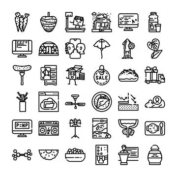 Variety of line icons visualizing diverse concepts and objects 스톡 일러스트