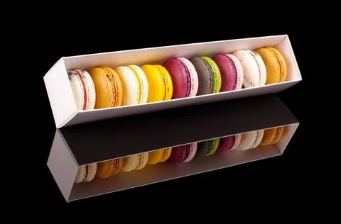 Variety of macaroons in a box Fotos de archivo