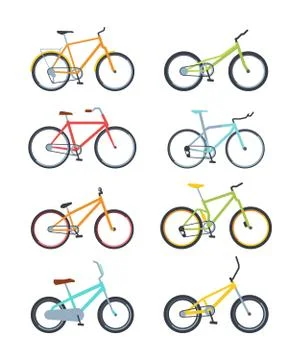 Variety of modern bikes flat vector illustrations set Stock-Illustration