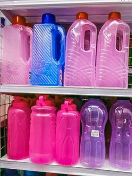 A variety of multi-purpose plastic bottles Stock Photos