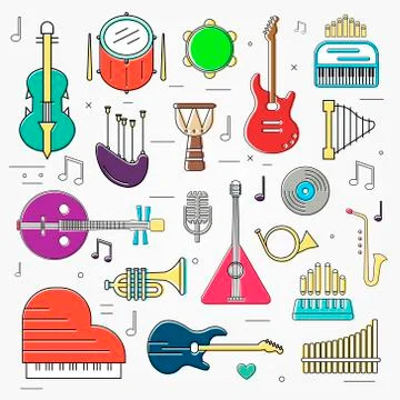 Variety of musical instruments set Stock-Illustration