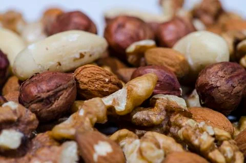 Variety of Nuts Close Up Stock Photos