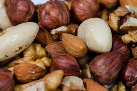 Variety of Nuts Close Up Фото