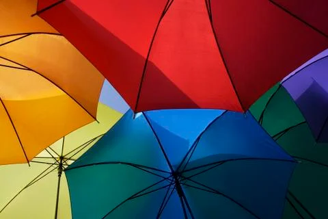 A variety of open umbrellas Stock Photos