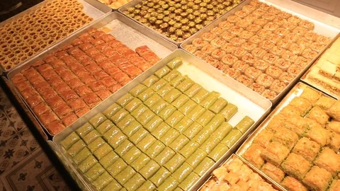 Variety of oriental sweets Stock-Footage 89943668