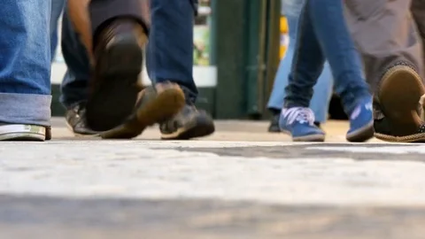 Variety of People Feet Walking on the Street Stock Footage