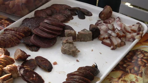 A variety of processed cold meat products. Stock Footage 141029792