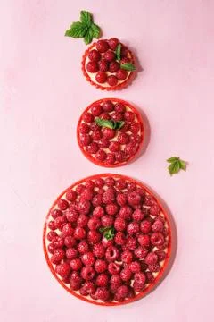 Variety of raspberry tarts Stock Photos