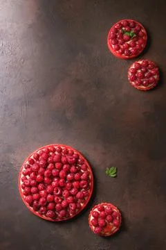 Variety of raspberry tarts Stock Photos