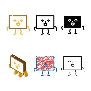 Variety rectangle geometric shape character color icon vector Stock Illustration