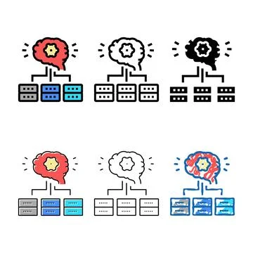 Variety servers communication neural network color icon vector Stock Illustration