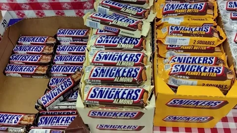 A variety of Snicker candy bars. Video stock 236792985