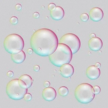 Variety of soap bubble set Stock Illustration