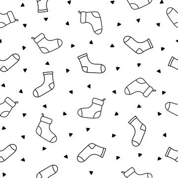 Variety socks. Seamless pattern. Coloring Page. Illustrazione stock