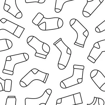Variety socks. Seamless pattern. Coloring Page. Stock Illustration