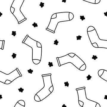 Variety socks. Seamless pattern. Coloring Page. Illustrazione stock