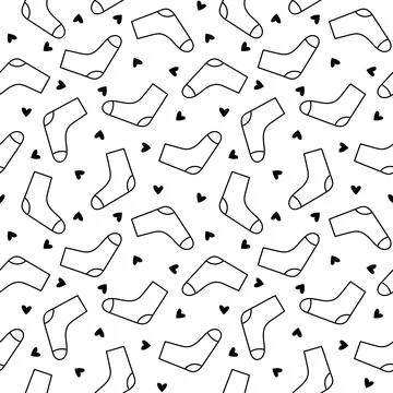 Variety socks. Seamless pattern. Coloring Page. Illustrazione stock