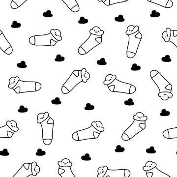 Variety socks. Seamless pattern. Coloring Page. Stock Illustration