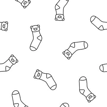 Variety socks. Seamless pattern. Coloring Page. Illustrazione stock
