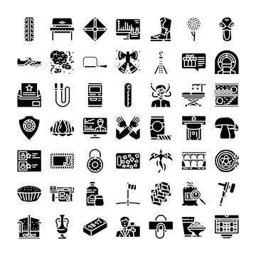 Variety of solid glyph icons collection Illustrazione stock