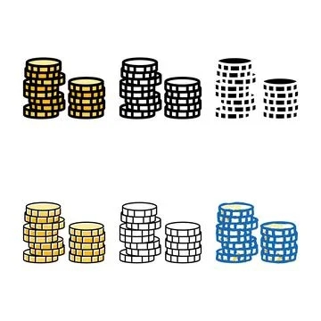 Variety stack gold coin color icon vector Illustrazione stock