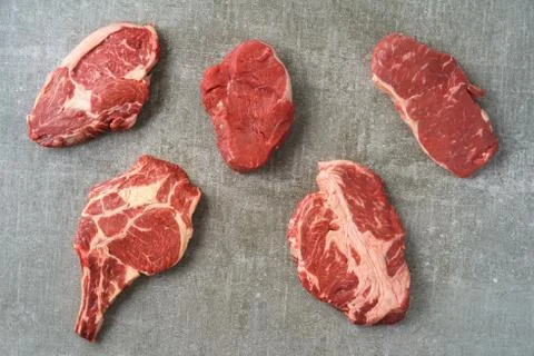 Variety of steaks Stock Photos