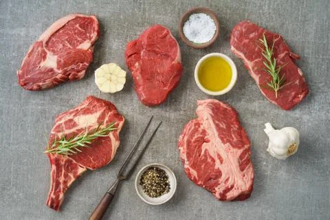 Variety of steaks Stock Photos