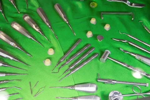 Variety of surgical instruments on the table Stock Photos