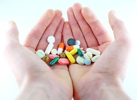 A variety of tablets in the hands Stock Photos