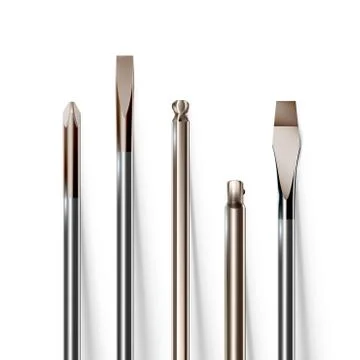 Variety of tip screwdrivers set, objects close-up. Vector illustration. Stock Illustration
