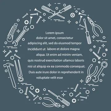 Variety tools for building, construction and home repair. Ilustración de archivo