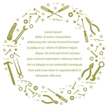 Variety tools for building, construction and home repair. Ilustración de archivo
