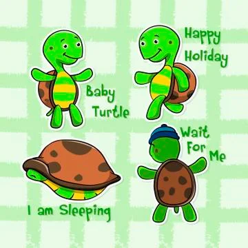 Variety of turtle stickers set Stock-Illustration